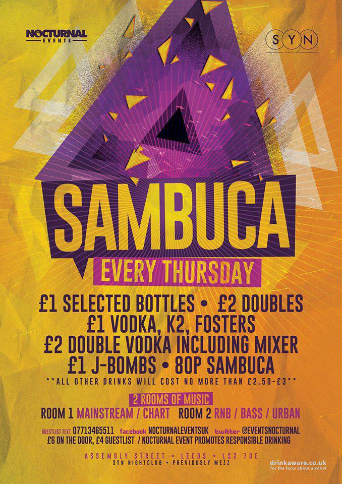 SAMBUCA SYN LAUNCH NIGHT!! at SYN Leeds, Leeds on 5th Feb