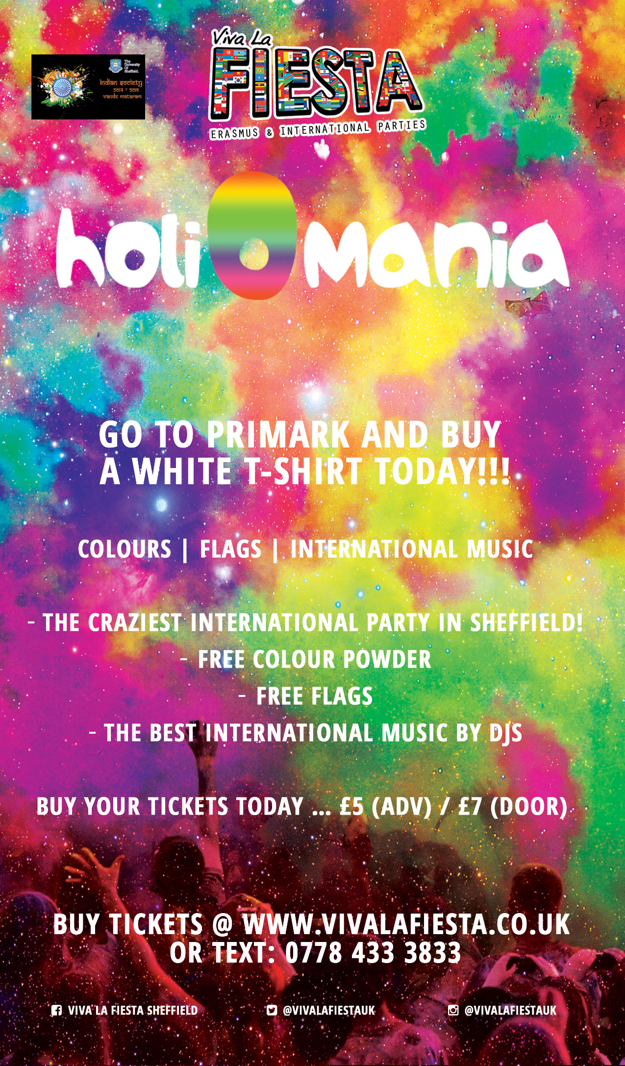 VIVA SHEFFIELD HOLI COLOR PARTY at D Q & Upstairs, Sheffield on 6th