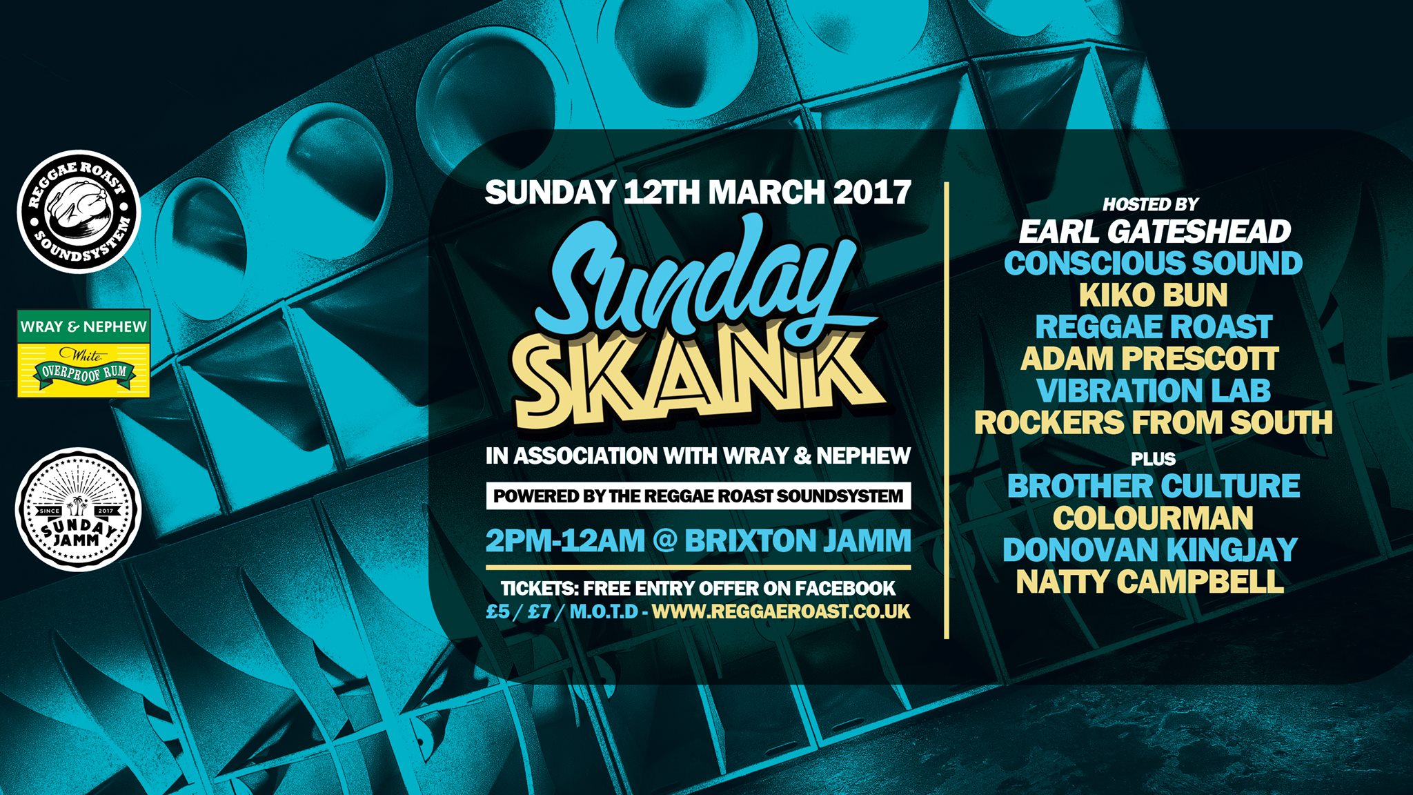 Sunday Jamm Reggae Roast at Brixton Jamm, London on 12th Mar 2017