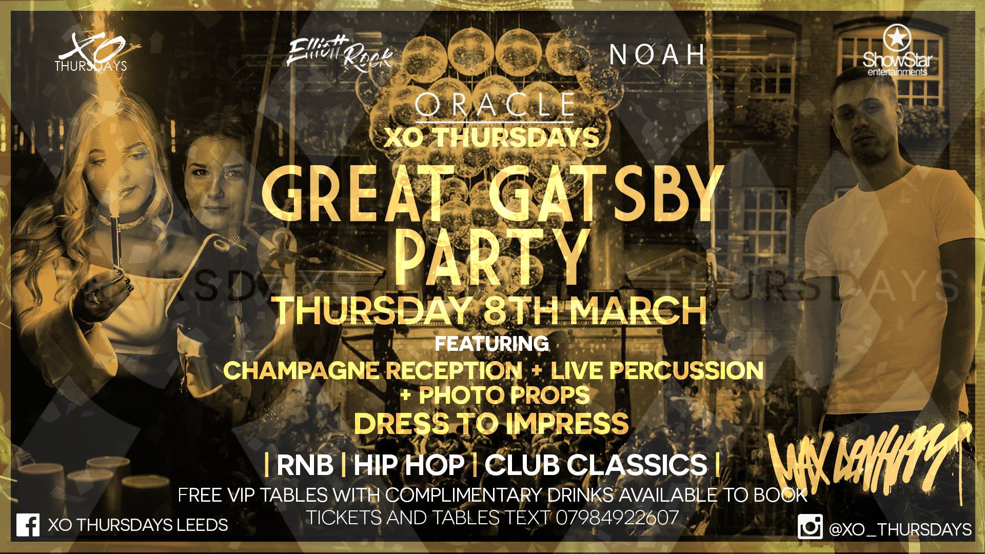 XO Thursdays Leeds The Great Gatsby Party ft Max Denham at Oracle Bar and Club, Leeds on 8th Mar 2018 Fatsoma