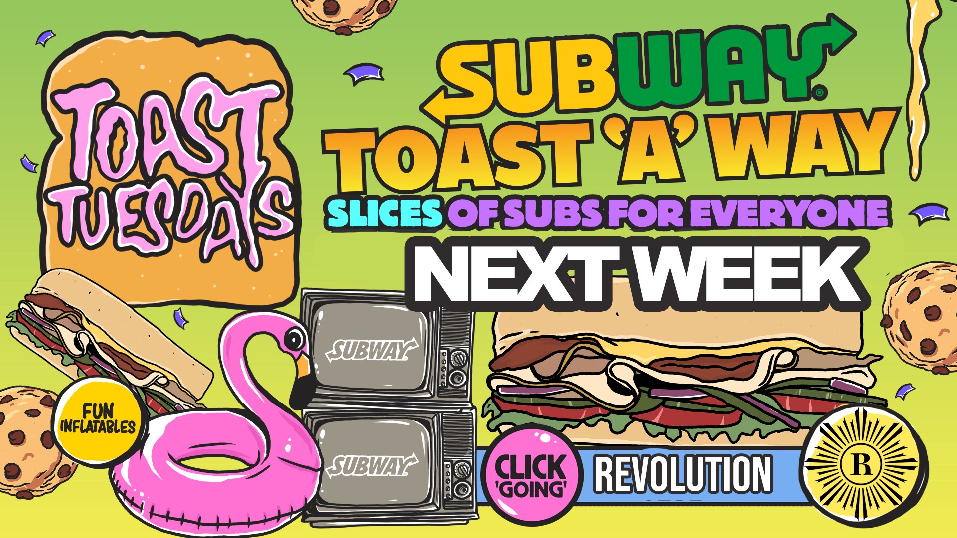 Toast Tuesday Subway Takeover Free Subway! at Revolution Bath, Bath