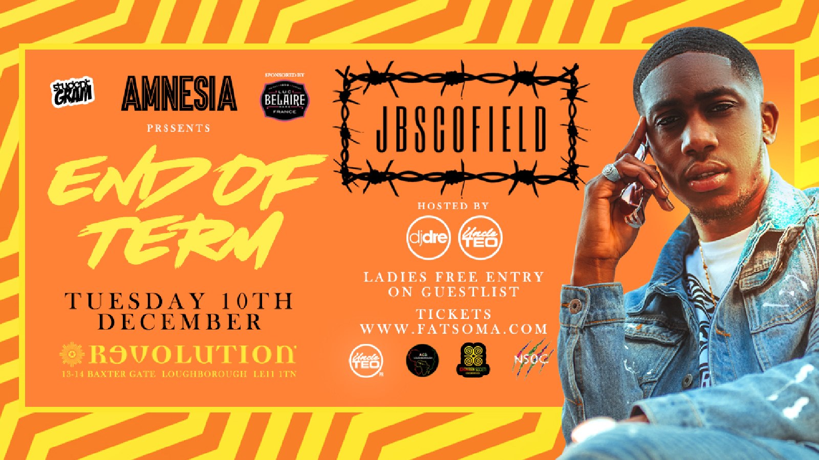 [FINAL TICKETS!] AMNESIA ★ JB SCOFIELD! ★ END OF TERM ★ THIS EVENT WILL SELL OUT!