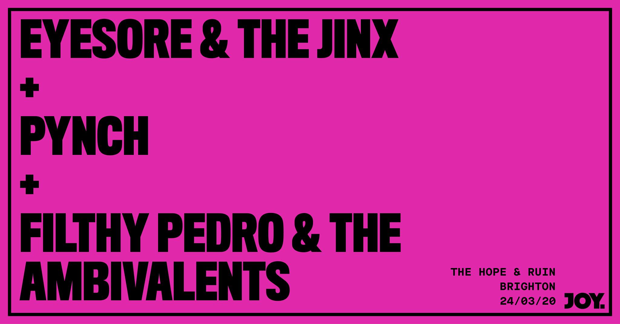 *POSTPONED* Eyesore & The Jinx + Pynch + Filthy Pedro and The Ambivalents