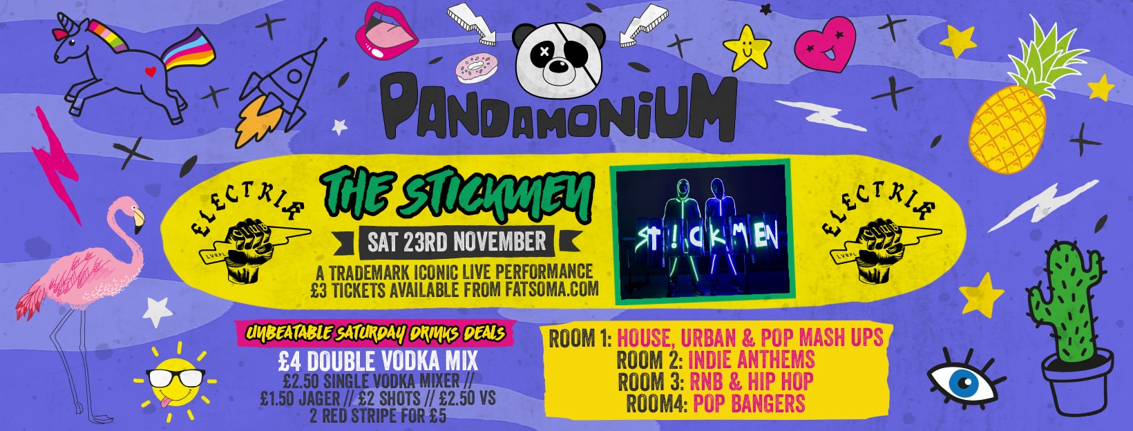 Pandamonium Saturdays presents THE STICKMEN LIVE