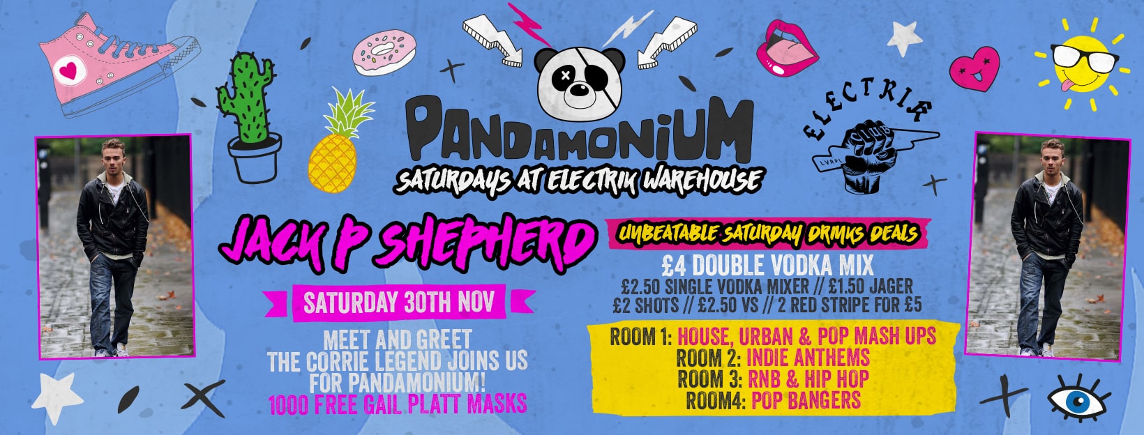 Pandamonium Saturdays – Corrie’s Jack P Shepherd: Meet & Greet! Free Gail Platt Masks!