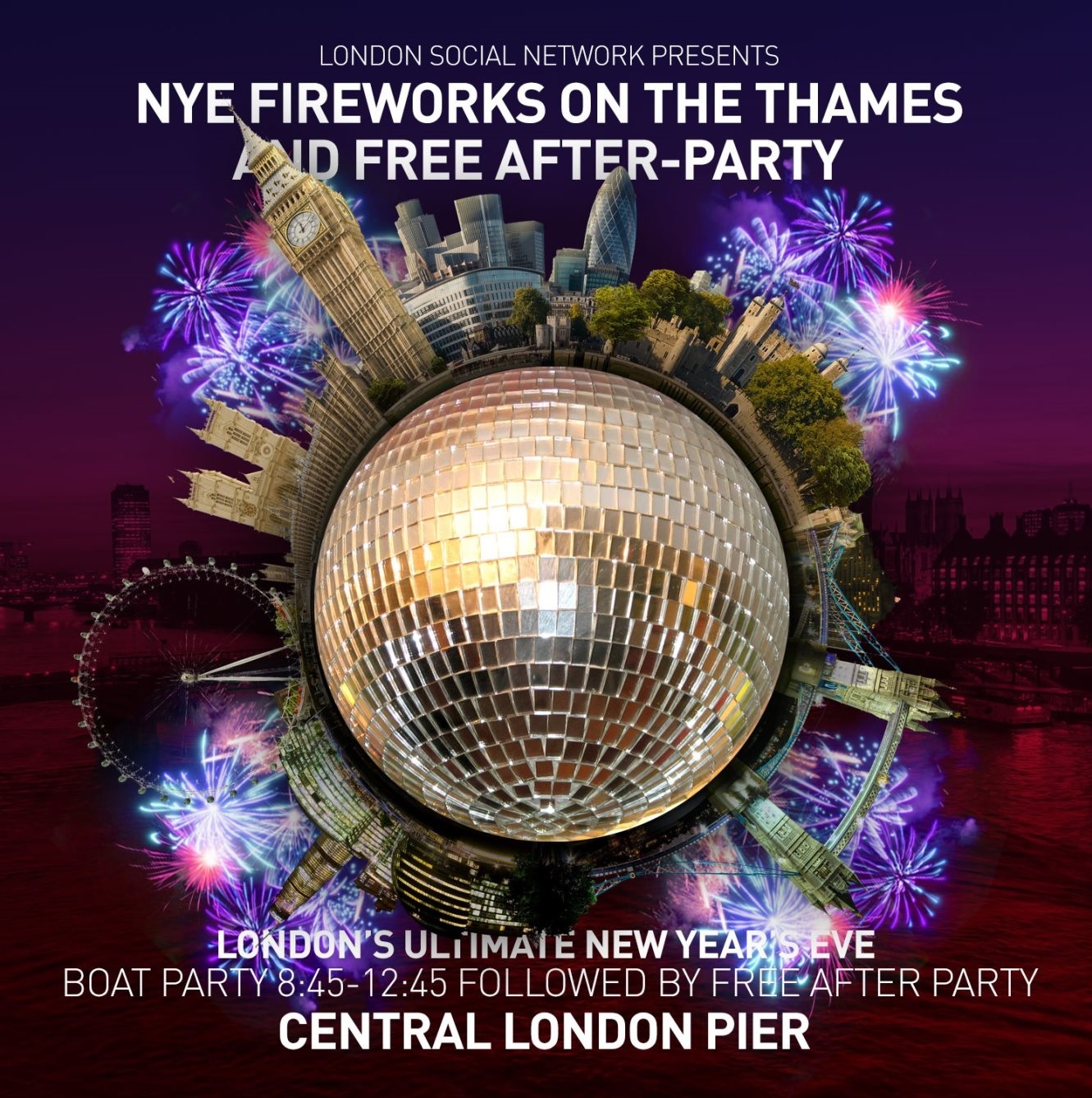 Fireworks on the Thames New Years Eve Boat party and stunning after
