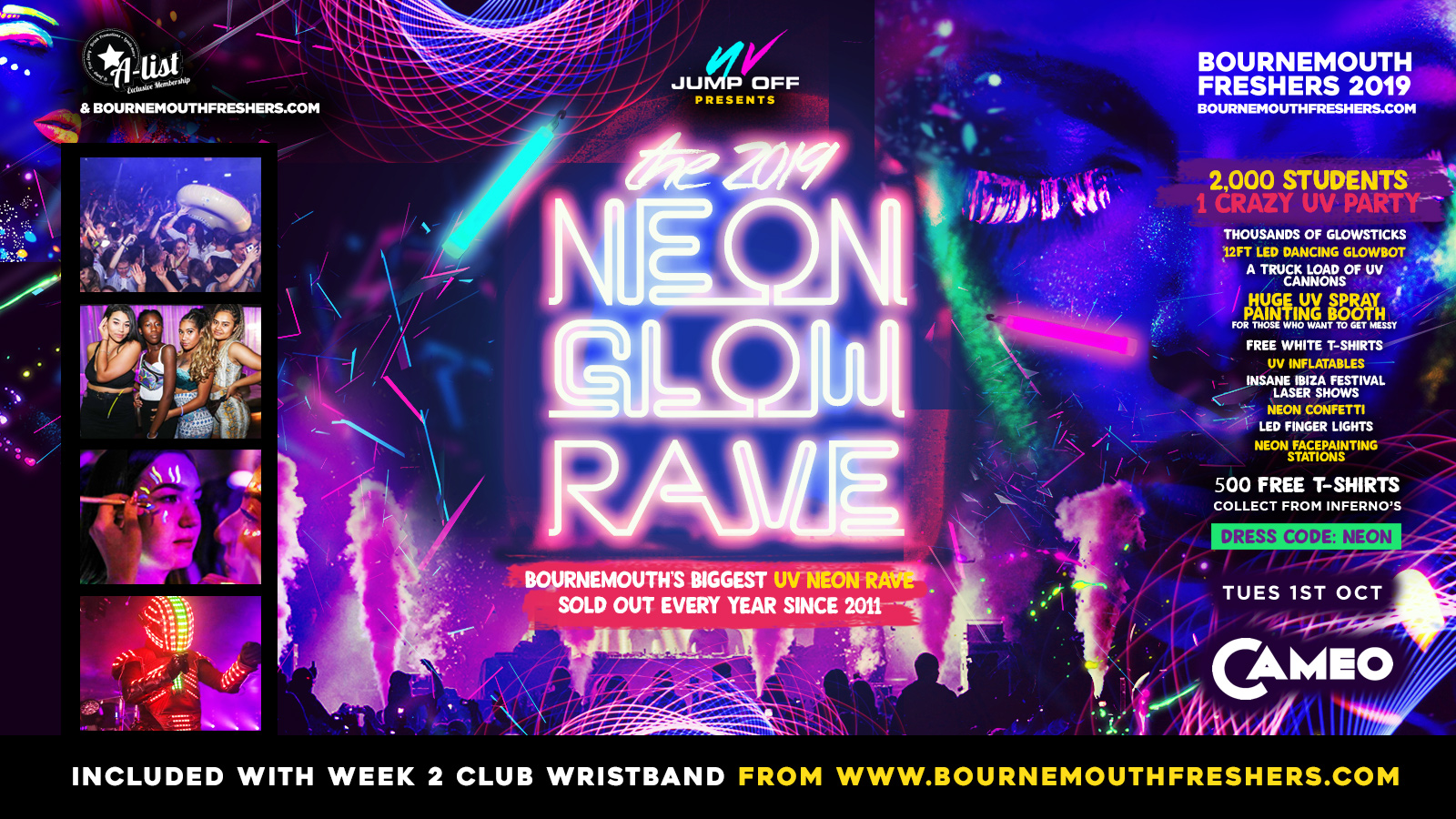 Official Neon Glow Rave - UV Jump Off // Bournemouth Freshers 2019 at ...