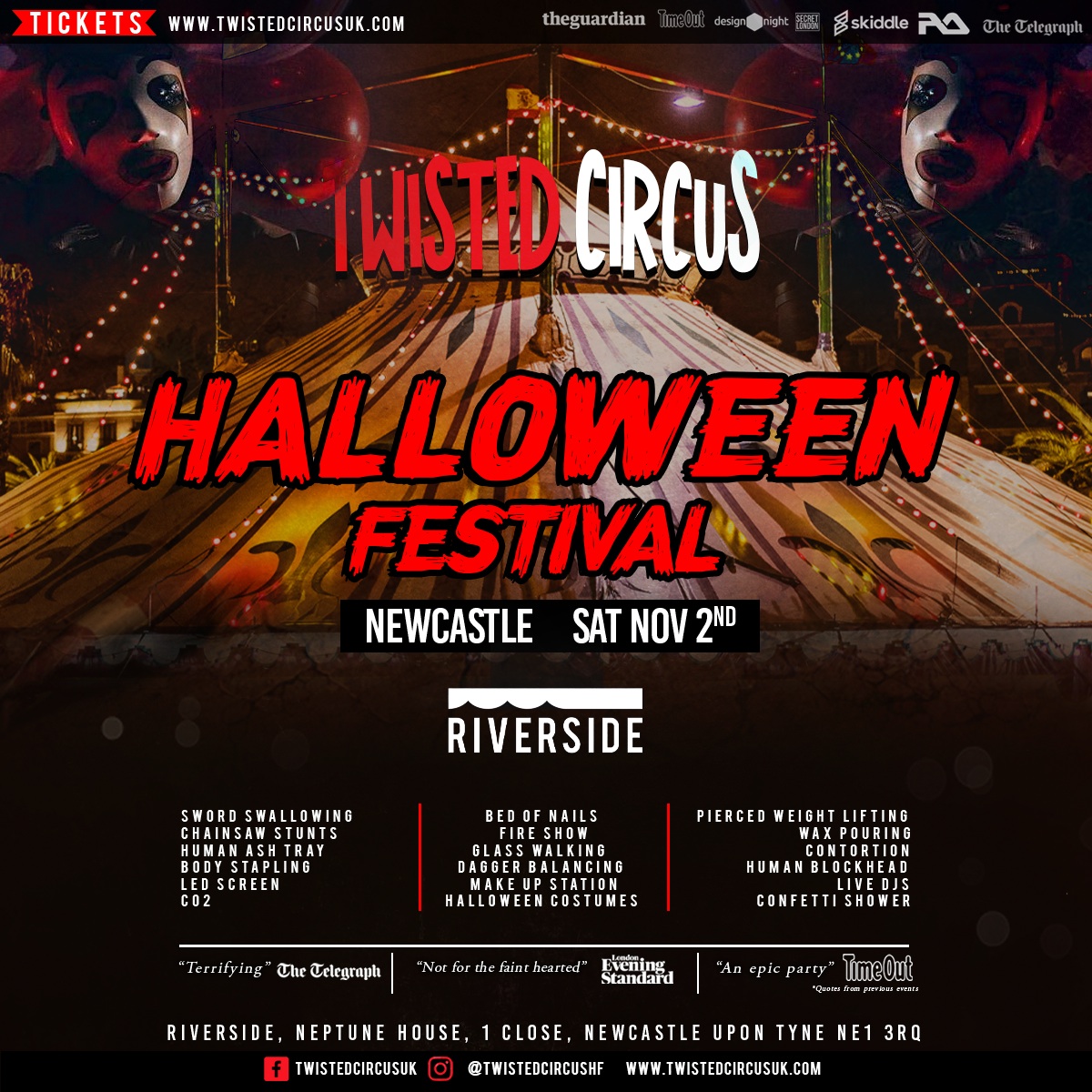 Twisted Circus Halloween Festival Newcastle at RIVERSIDE, Newcastle