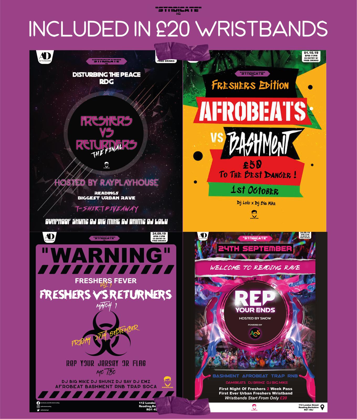 Syndicate Fresher Wristband at After Dark Club, Reading on 24th Sep 2019 Fatsoma