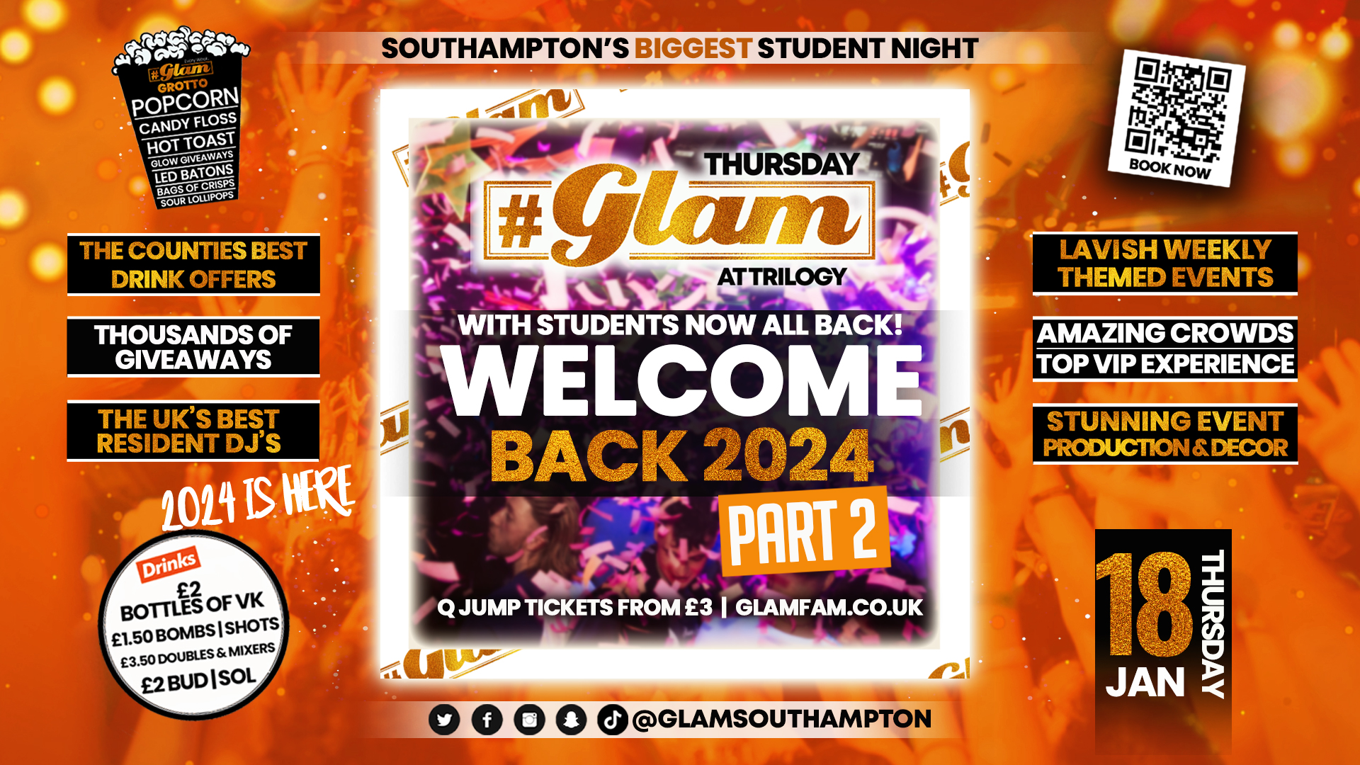 TONIGHT – Glam – Southampton’s Biggest Student Night – Welcome back ALL! ❤️‍🔥