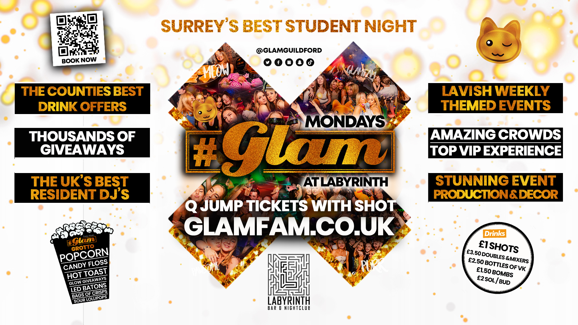 TONIGHT 🔥🔥 Glam – Surrey’s Best Student Events! Mondays at Labs 😻