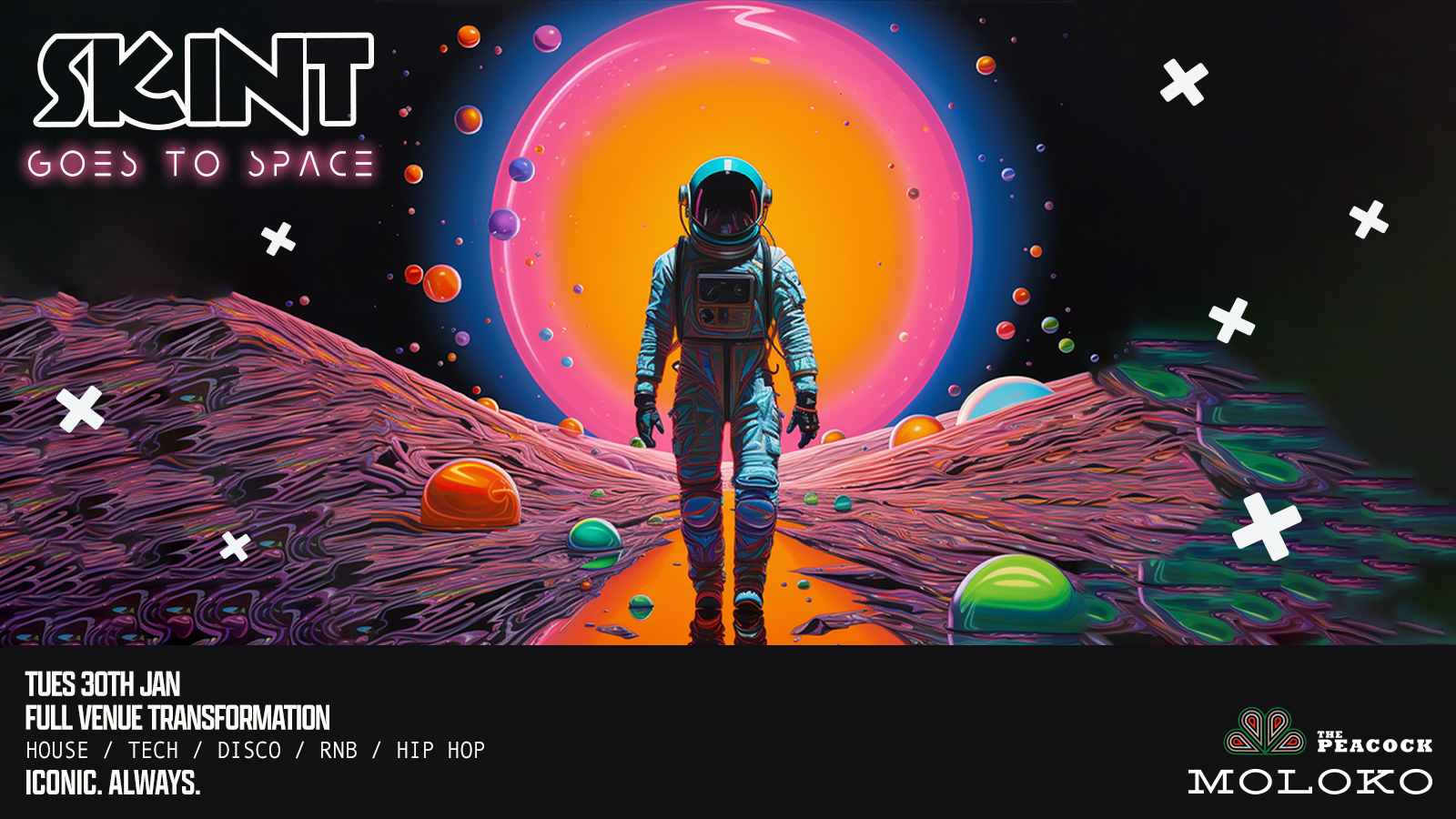 SKINT GOES TO SPACE – £2 DOUBLES b4 12.30