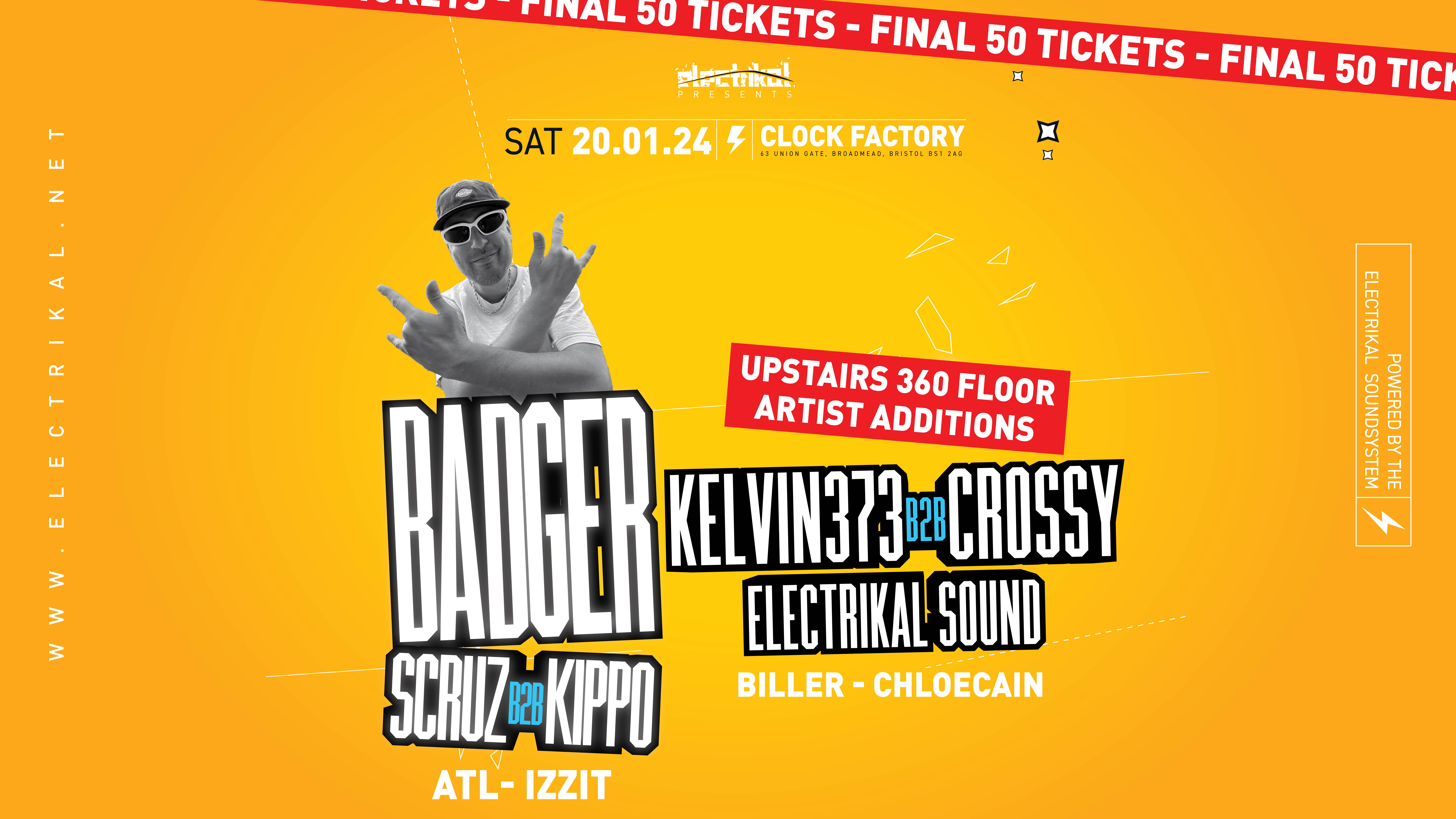 Electrikal Sound System presents: Badger, Kippo B2B Scruz