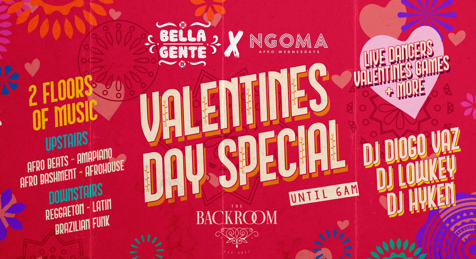 💃 Bella Gente x NGOMA 💘 Valentines Special @ The Backroom | Reggaeton x Afrobeats – Wednesday 14th February