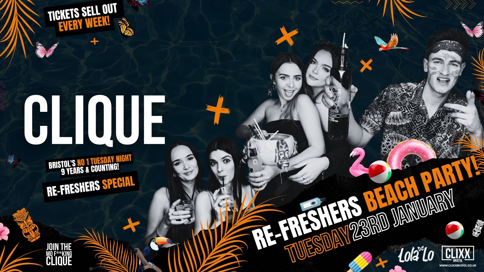 CLIQUE | The Annual Re-Freshers Beach Party // JOIN THE MO F**KING CLIQUE 🔥