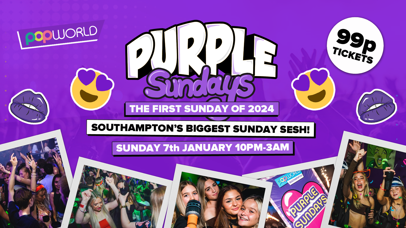 Purple Sundays @POPworld // £1.50 Drinks // Welcome To 2024!