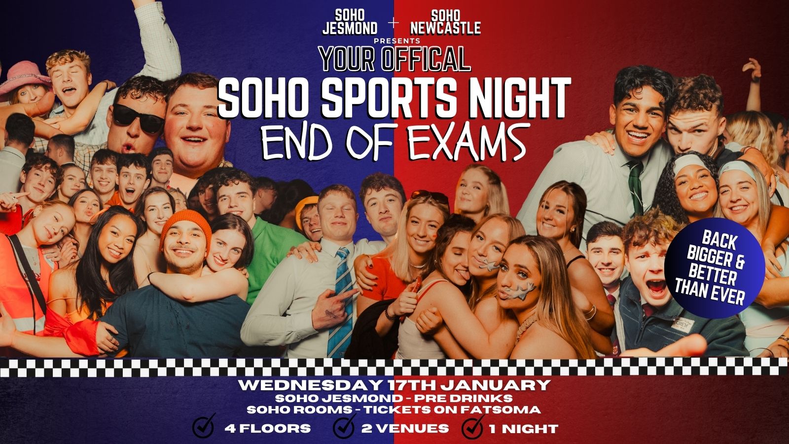 YOUR OFFICIAL SOHO SPORTS NIGHT End of Exams | 24th Jan | Soho Rooms Newcastle