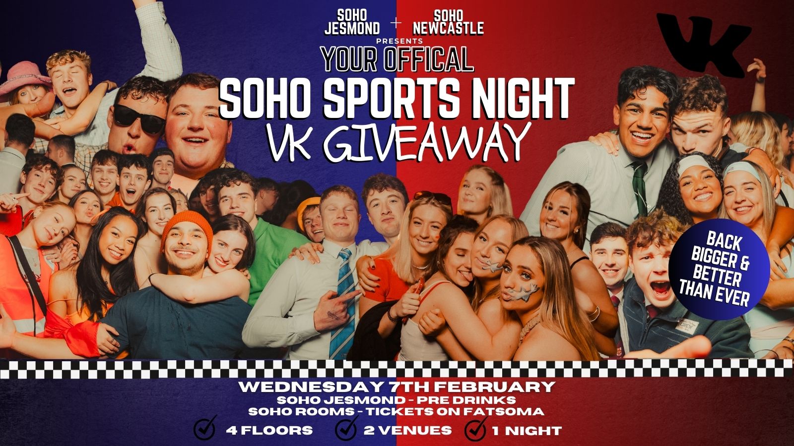 YOUR OFFICIAL SOHO SPORTS NIGHT – VK Special | 7th Feb | Soho Rooms Newcastle