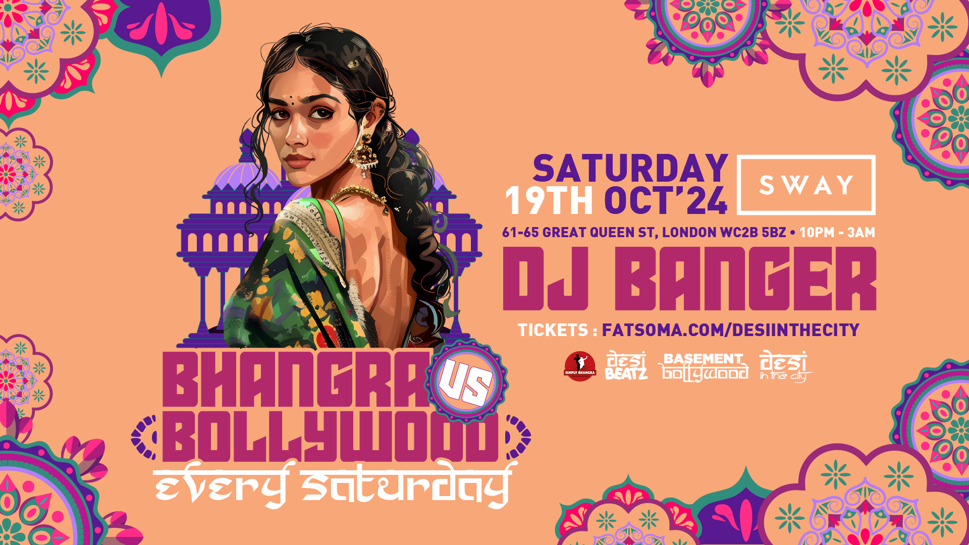 TONIGHT! BHANGRA VS BOLLYWOOD 19.10.24 Every Sat! Sway Bar at