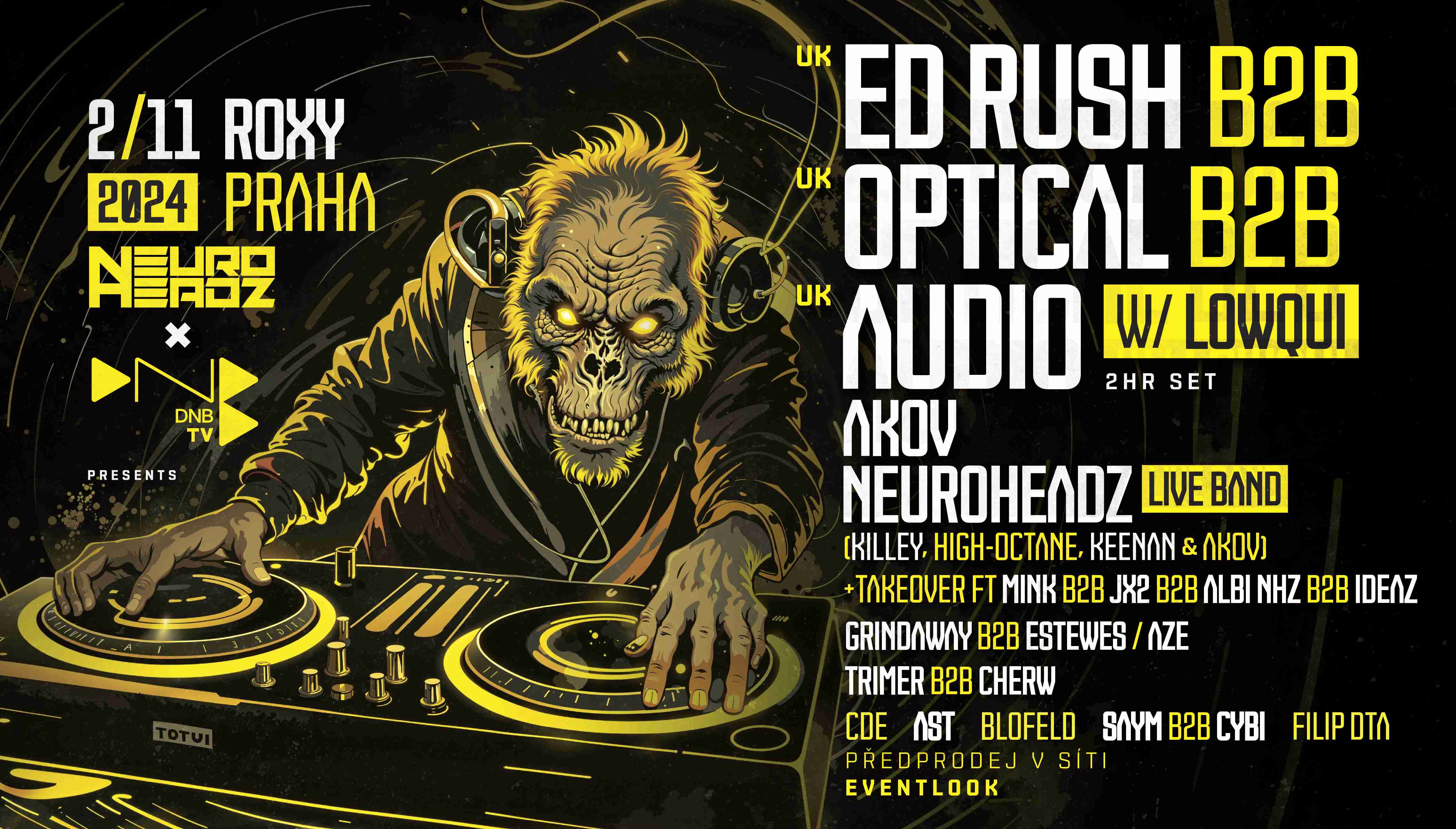 Neuroheadz x DNBTV: Ed Rush b2b Optical b2b Audio @ Roxy Prague