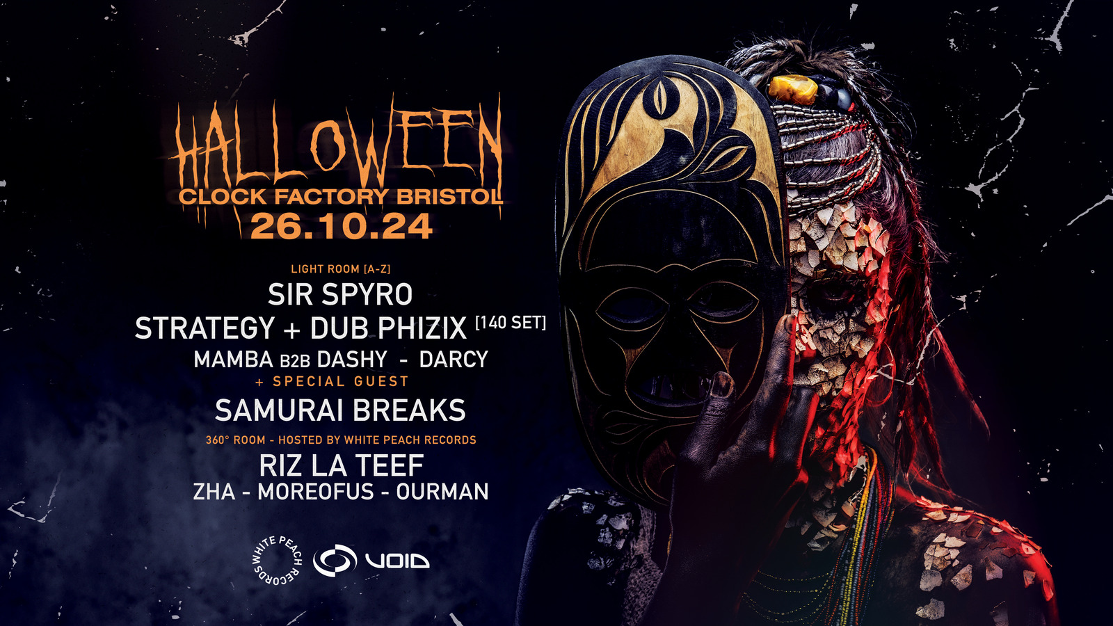 Clock Factory Halloween ft. Sir Spyro, Samurai Breaks, Dub Phizix + Strategy, Riz La Teef + More [Bristol]