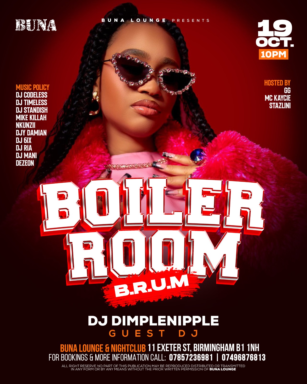 BOILER ROOM SATURDAY @ BUNA with DJ Dimplenipple + Guest DJ