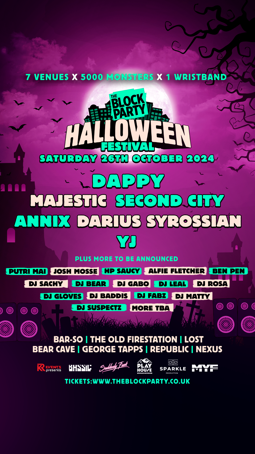 The Block Party: Halloween Festival 2024 👻🎃 7 Venues! 1 Wristband! 100 tickets remaining!