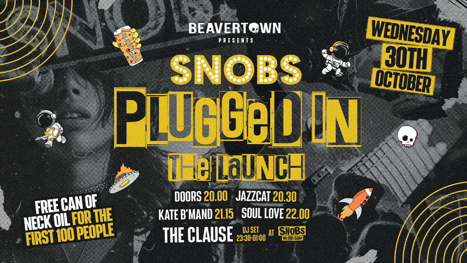 🚨NEW EVENT ALERT🚨[FINAL TIX FOR TONIGHT]🚨BEAVERTOWN PRESENTS…. SNOBS PLUGGED IN 🎸LIVE BANDS, ONCE A MONTH! 🎸30/10