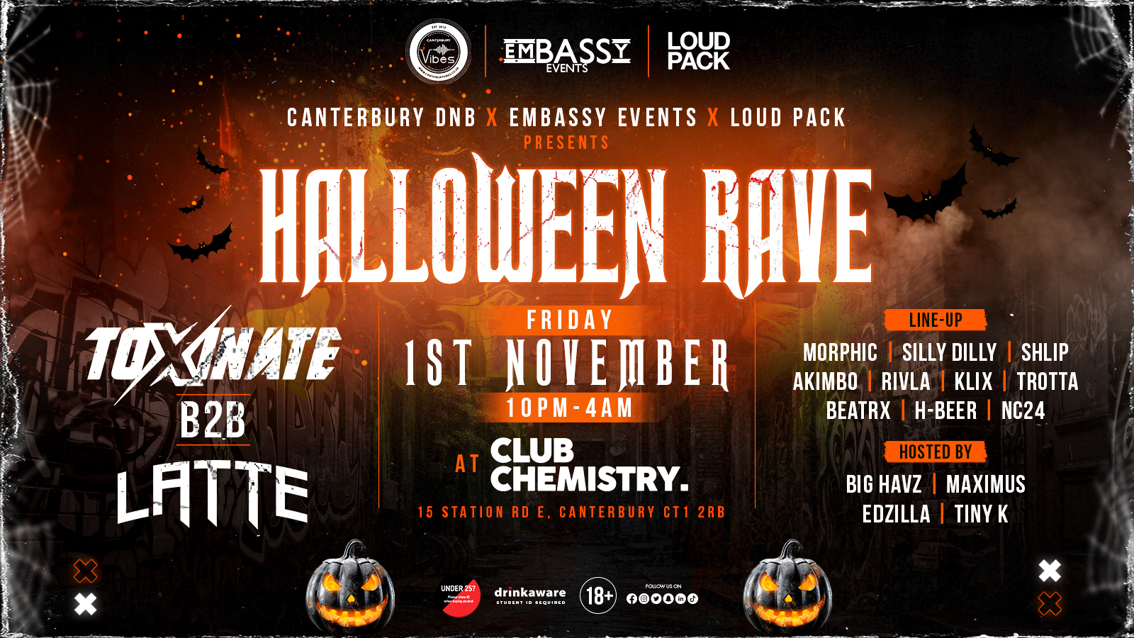 TONIGHT!! HALLOWEEN RAVE: TOXINATE B2B LATTE