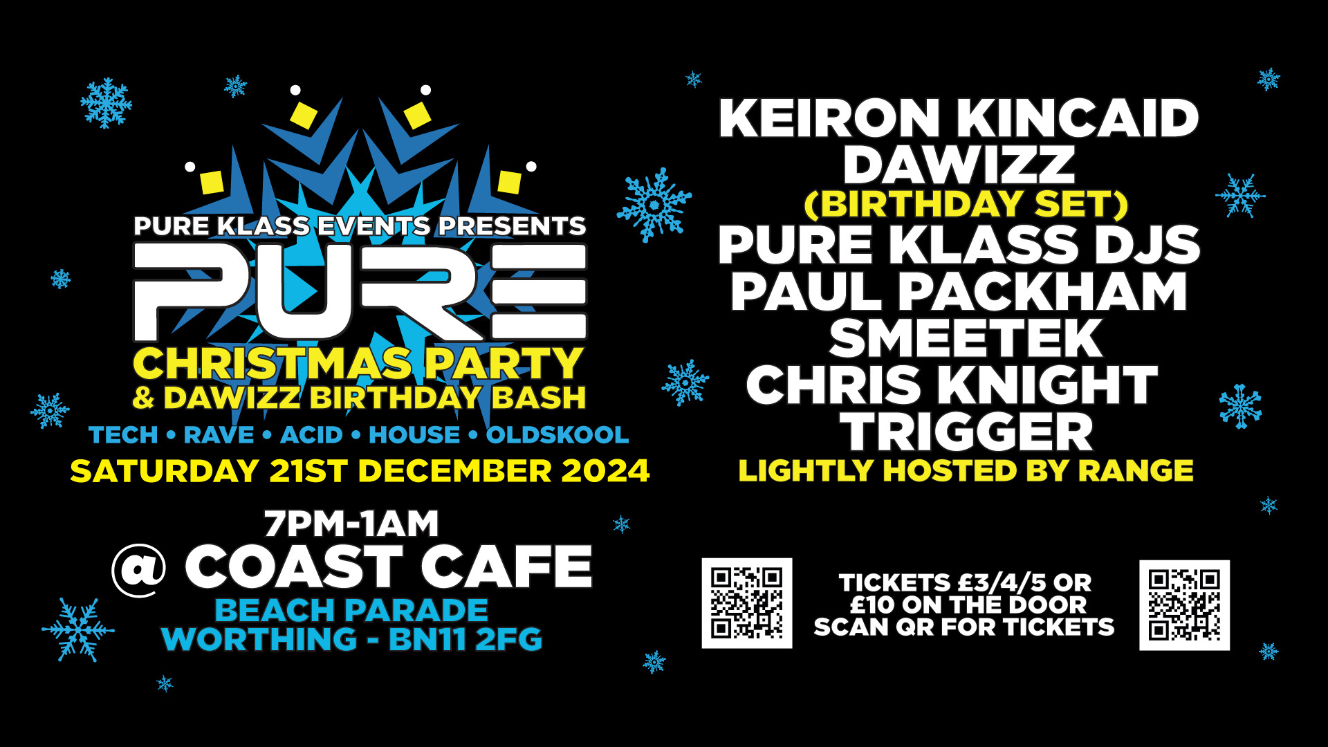 PURE CHRISTMAS PARTY COAST WORTHING at Coast Cafe, Worthing on 21st
