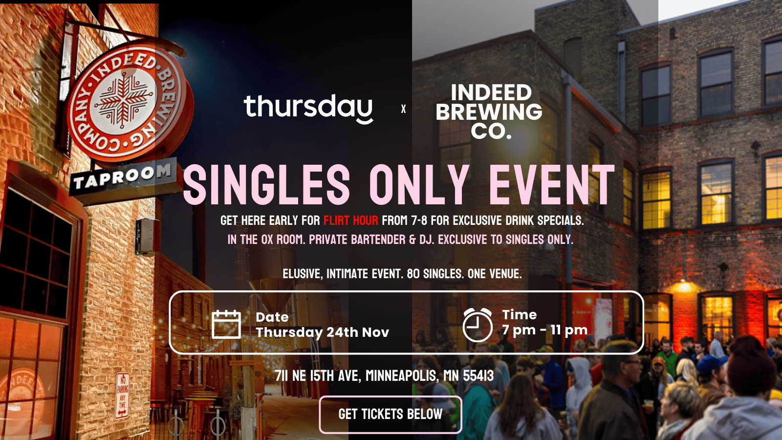 Thursday | Flirt Hour & Singles Event @ Indeed Brewing  | Minneapolis