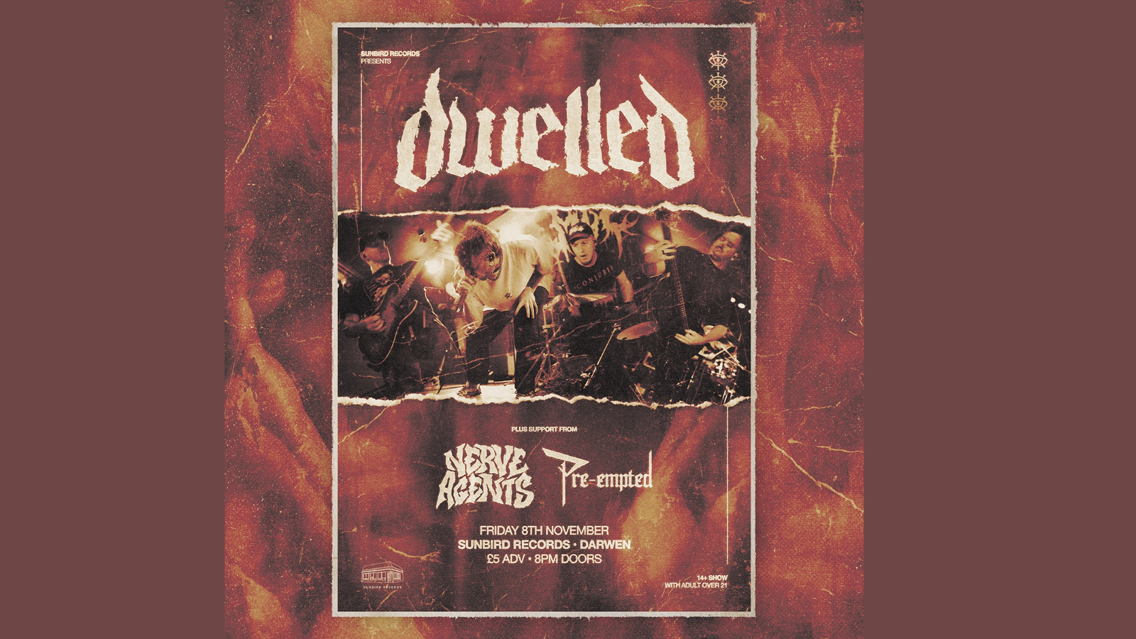 Dwelled + Covert + Pre-Empted – Friday 08th November 2024 | Sunbird Records, Darwen