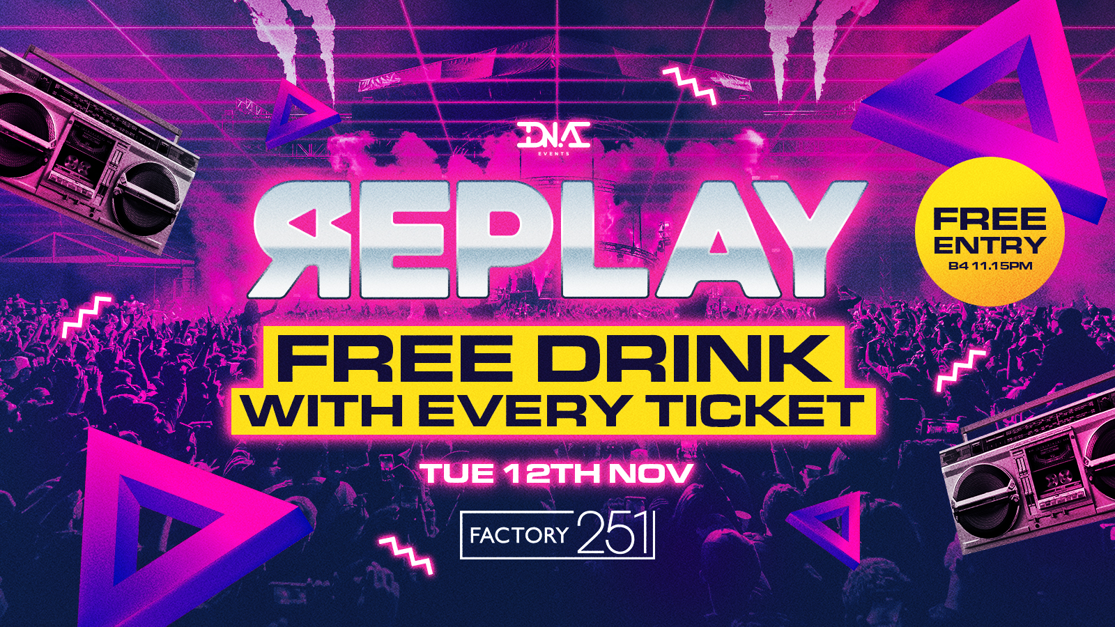 Replay Tuesdays – 11PM OPENING – Free Drink With EVERY TICKET 🥤