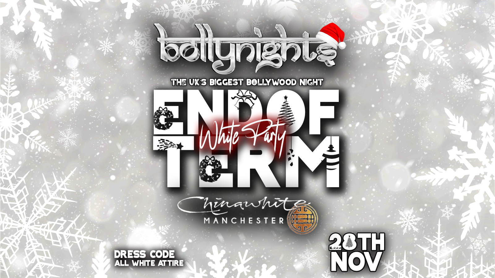 Bollynights Manchester – End of Term White Party | Thursday 28th November at Chinawhite MCR