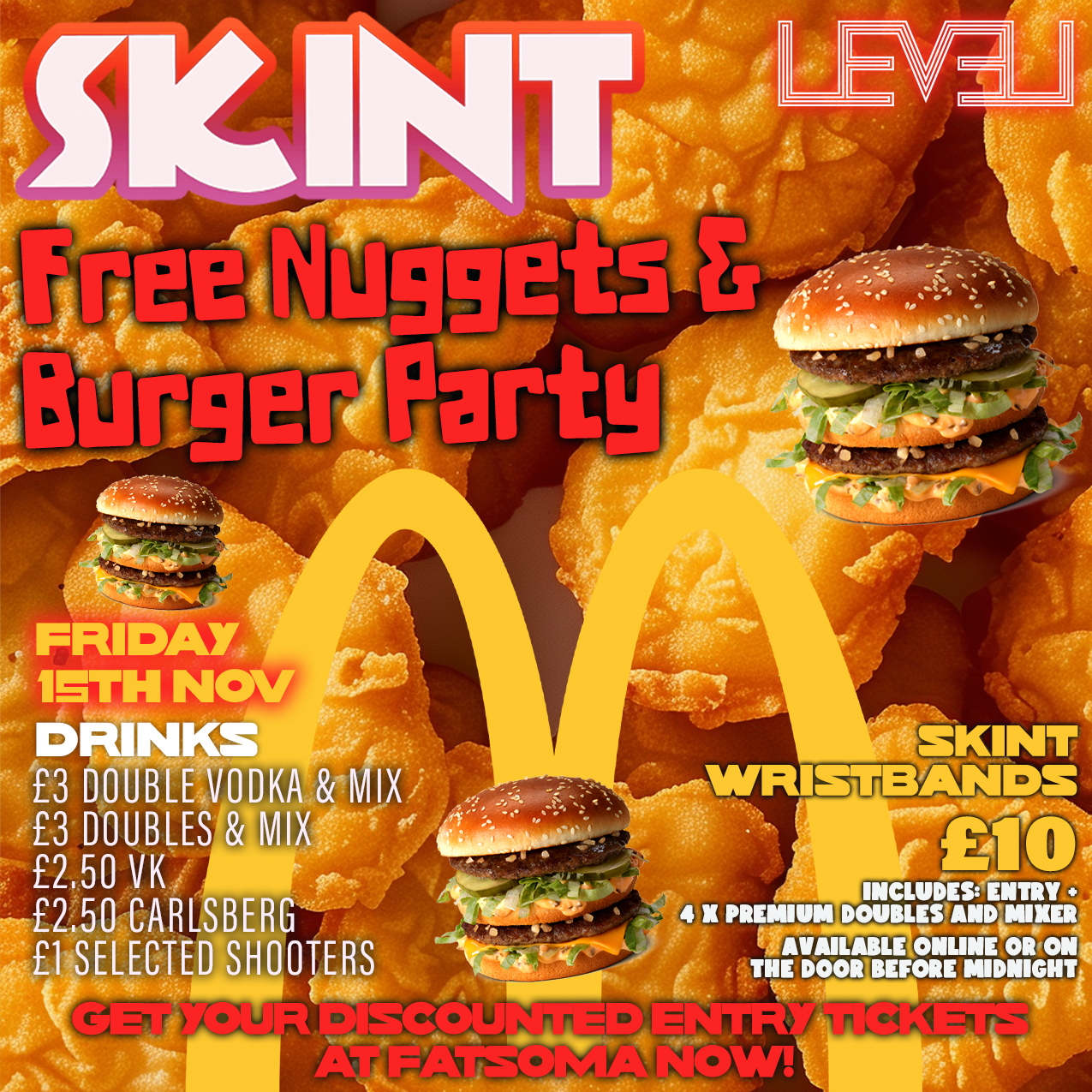 SKINT Friday – Free Mcdonalds Giveaway @ Level Nightclub Bolton