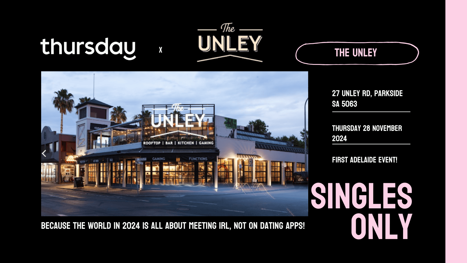 Thursday | The Unley 25-40  | Adelaide