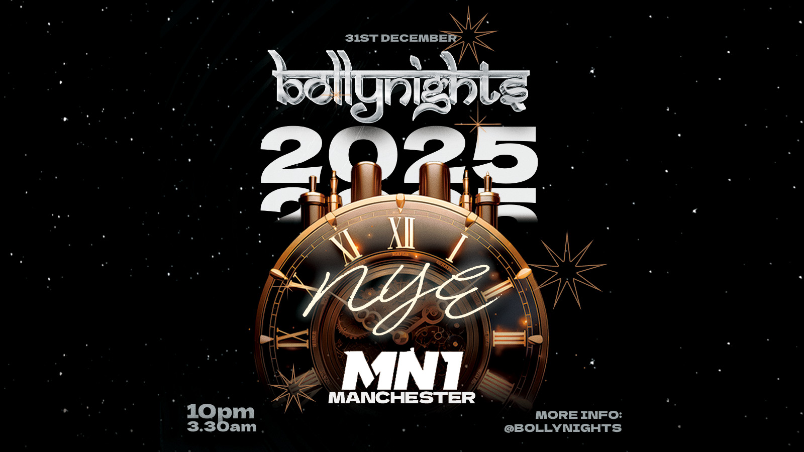 Bollynights Manchester – New Years Eve 2025 | Tuesday 31st December | MN1