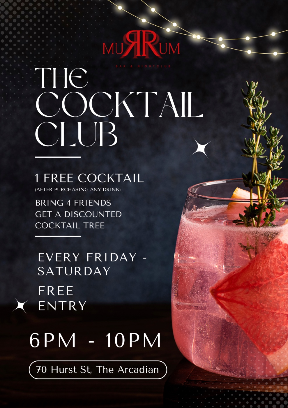 The Cocktail Club🍸 – Exclusive Evenings at RumRum Birmingham (FREE COCKTAIL W ANY COCKTAIL)