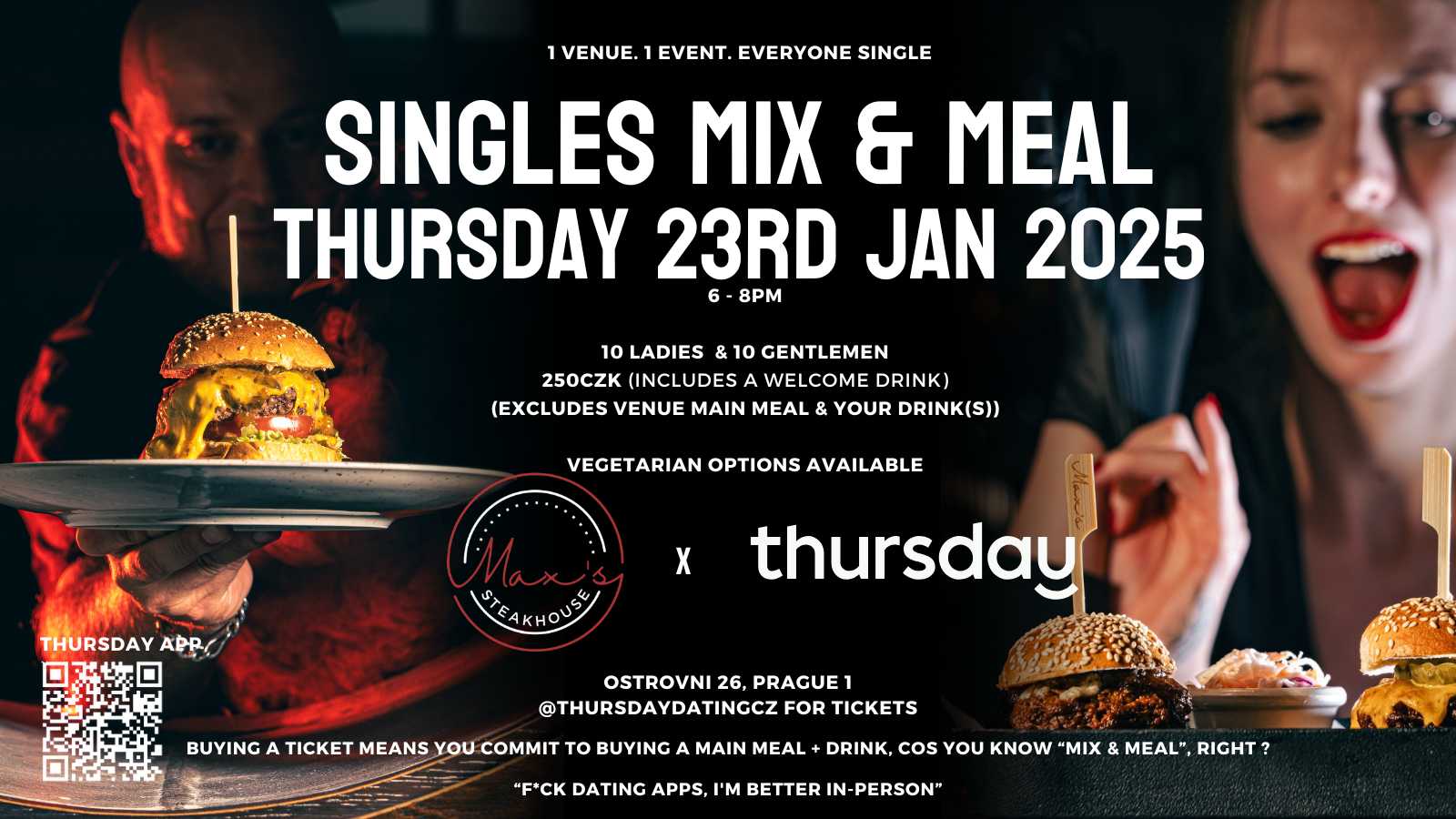 Thursday | Singles Mix & Meal | Max’s Steakhouse