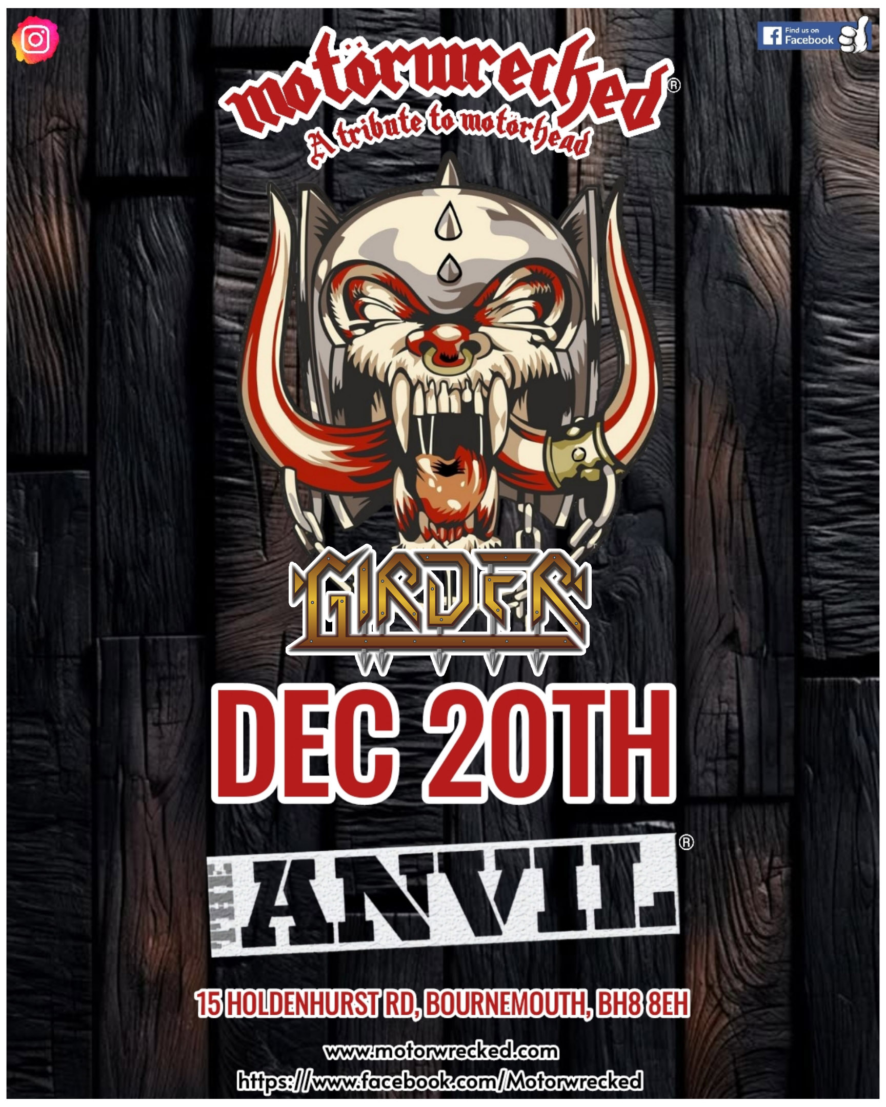 Motorwrecked – UK’s number 1 tribute to Motorhead / girder