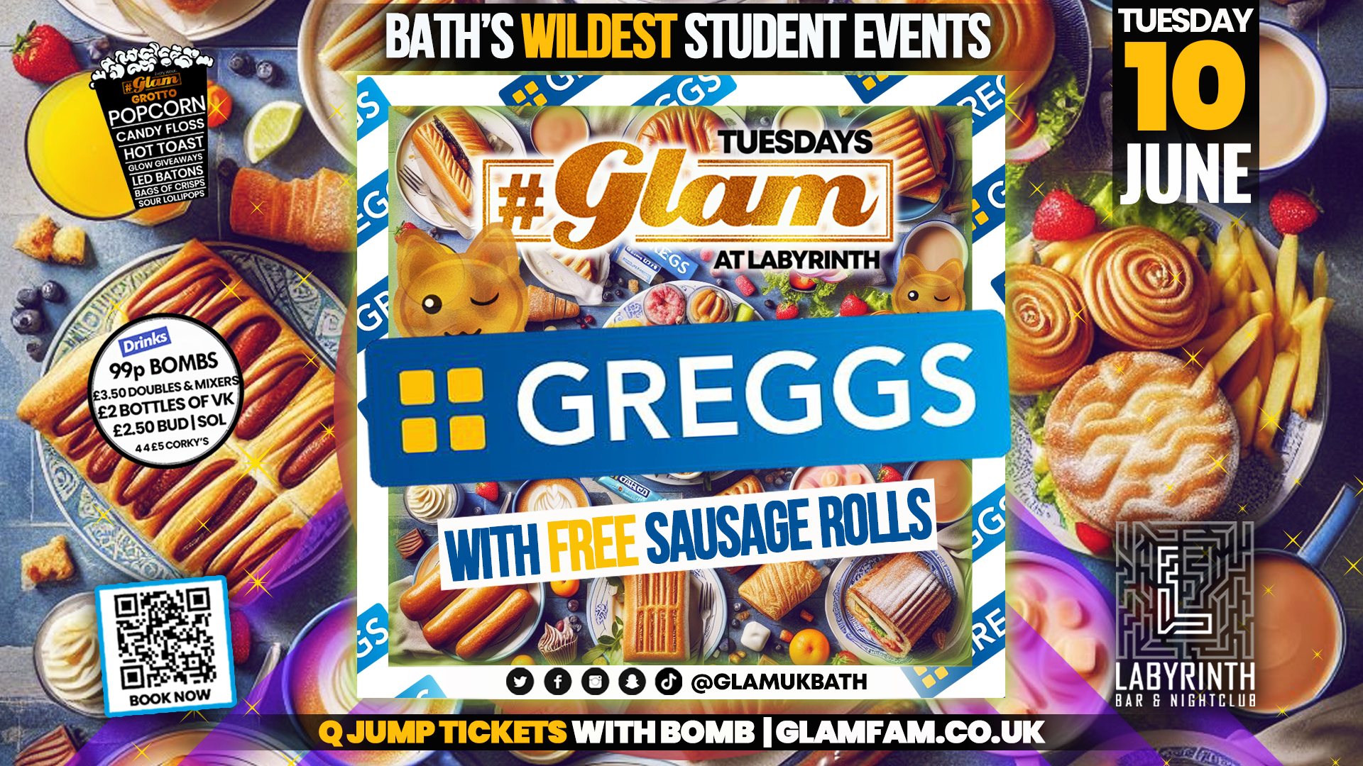 Glam – 🥐 GREGGS PARTY 🥐 | Tuesdays at Labs 😻