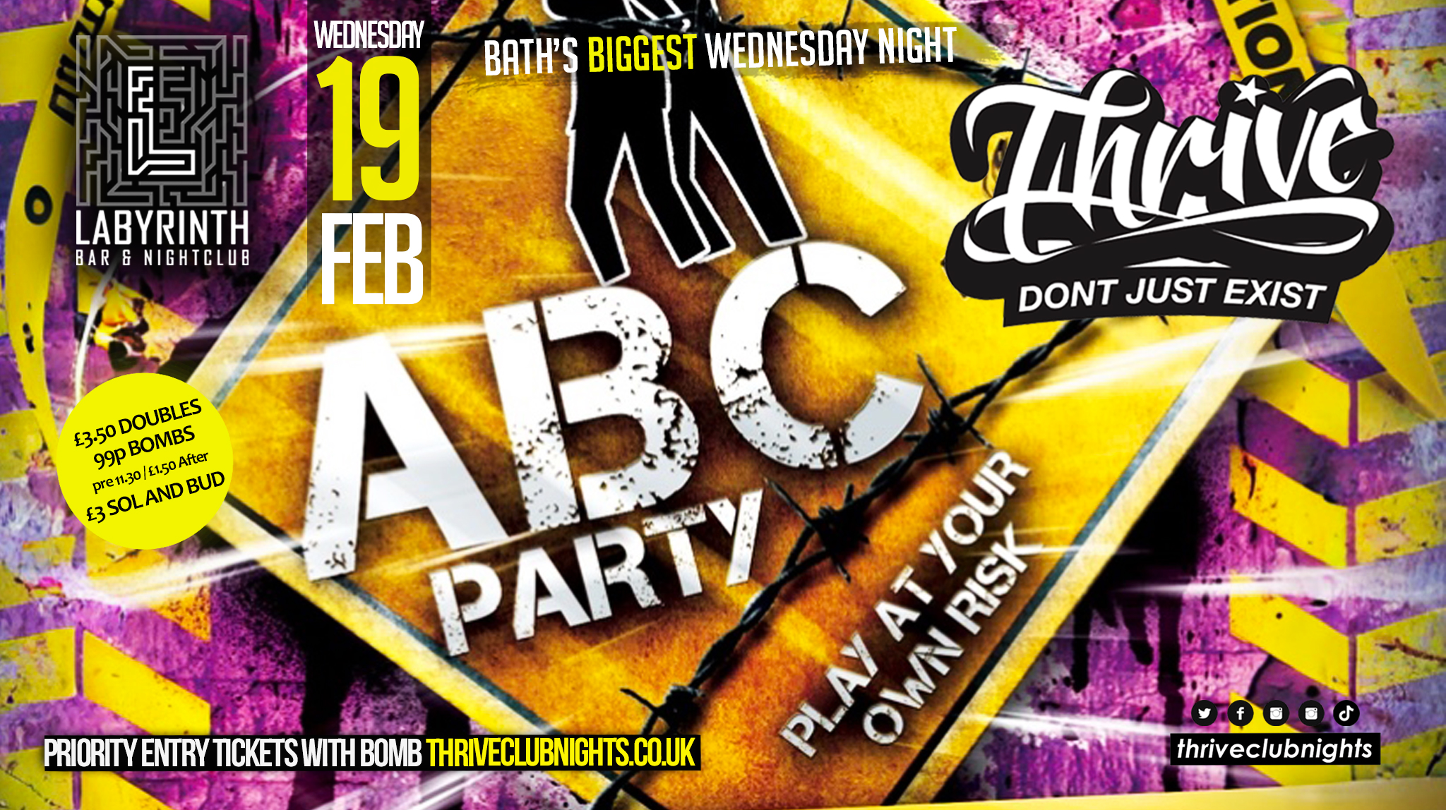 Thrive Wednesdays at Labs – ABC PARTY  🅰️🅱️©️ | Anything But Clothes! 🚫👚
