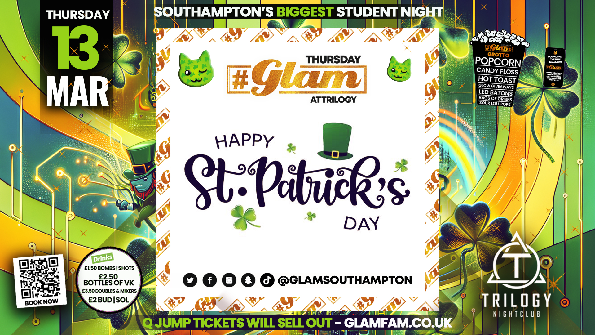 Glam Thursdays | 🍀ST PATRICKS TAKEOVER🍀Southampton’s Biggest Student Night 😻