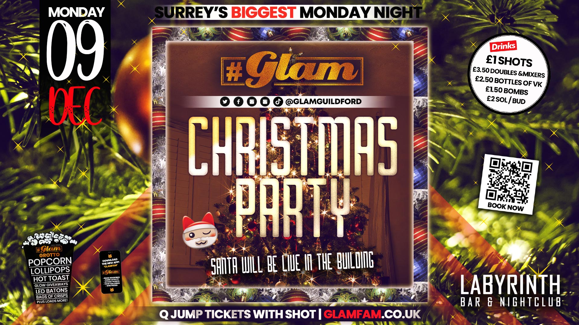 Glam Mondays🎄 CHRISTMAS PARTY!! 🎄 Surrey’s Wildest Student Events! Mondays at Labs 😻