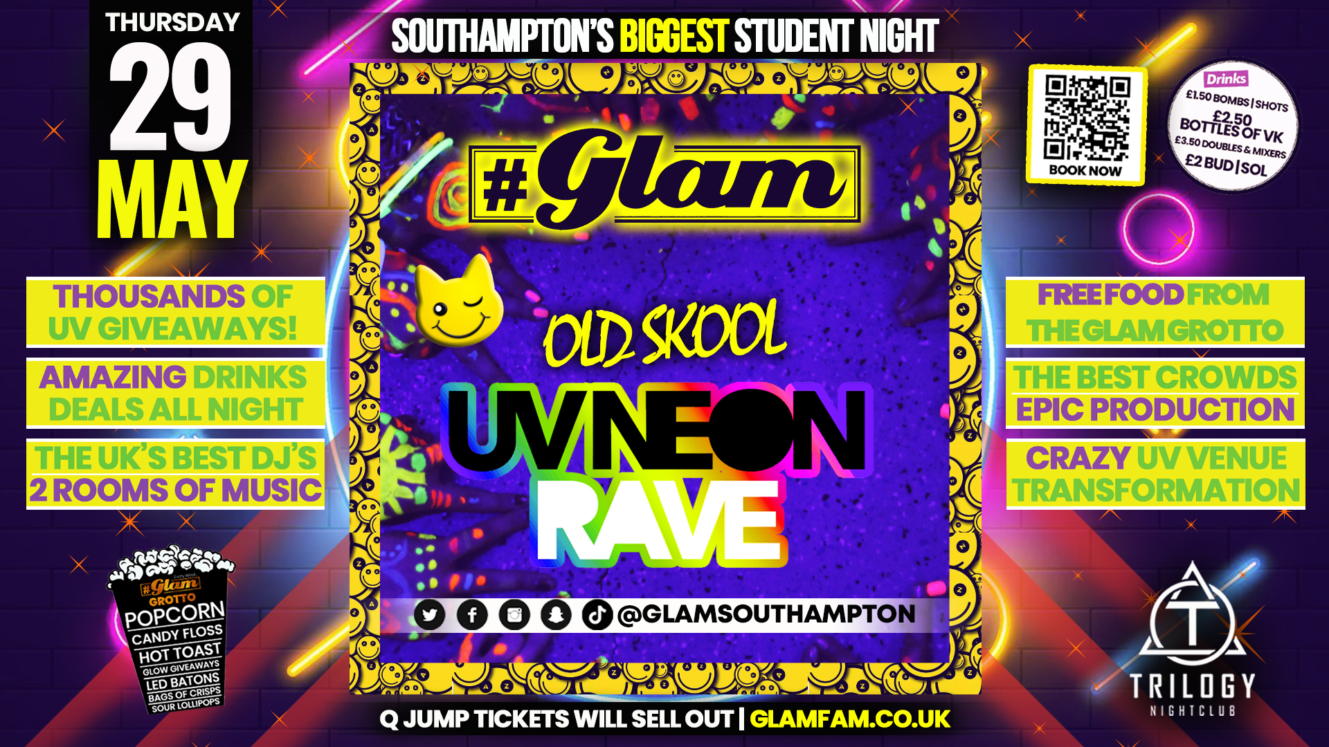 Glam Thursdays | ⭐ OLD SKOOL UV RAVE ⭐ Southampton’s Biggest Student Night 😻