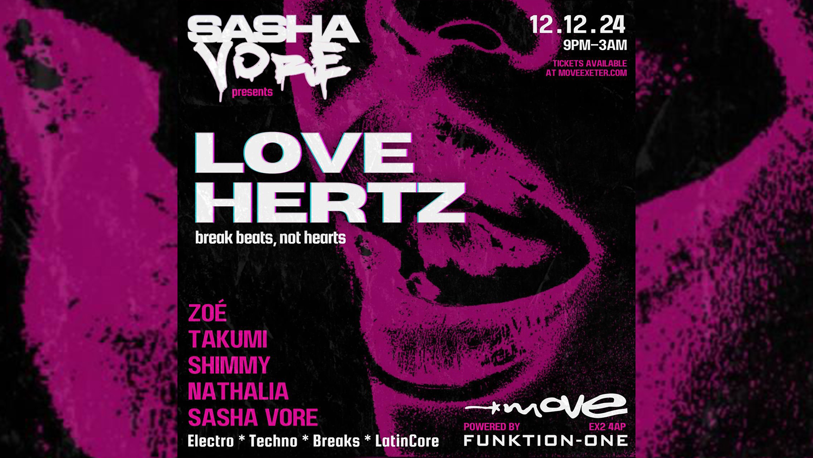 Sasha Vore Presents: Love Hertz – Electro / Techno / Breaks / LatinCore – Thurs 12 Dec – Bomba – Exeter