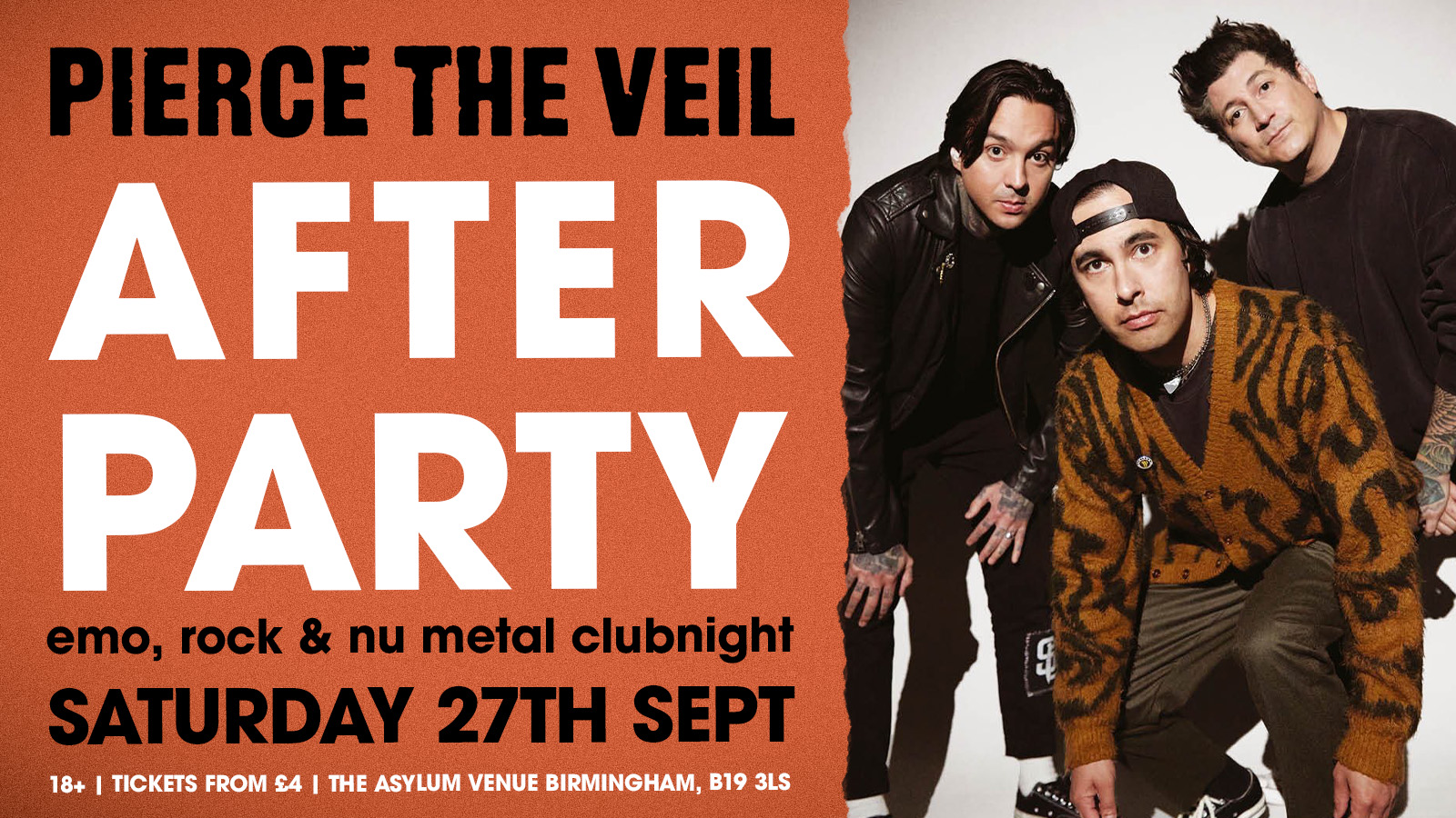 Pierce The Veil Birmingham After Party: Emo, Rock, Scene & ﻿Nu Metal Clubnight – Final Release Tickets Now on Sale!