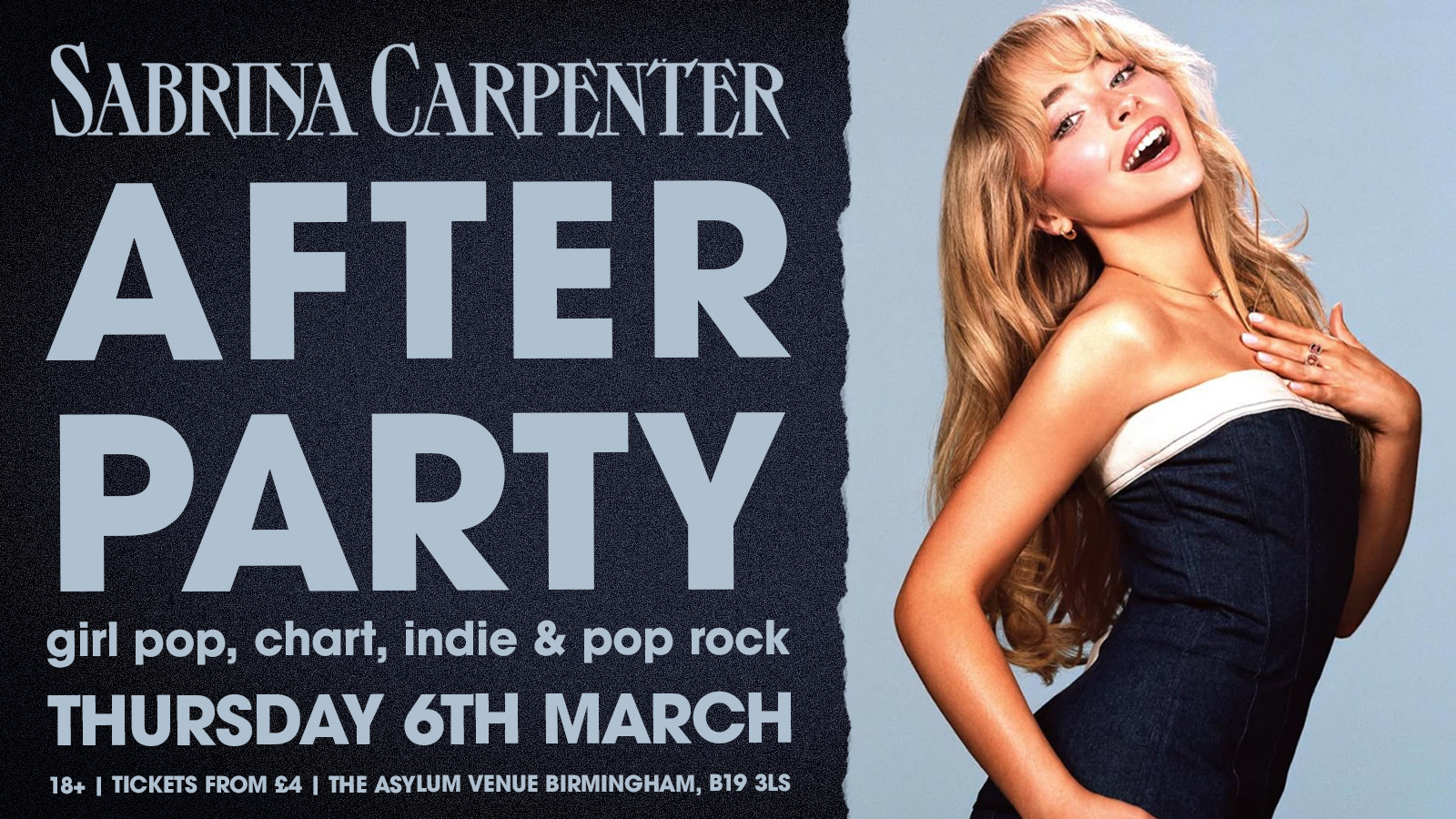 Sabrina Carpenter Birmingham After Party – Girl Pop, Chart, Indie and Pop Rock Clubnight!