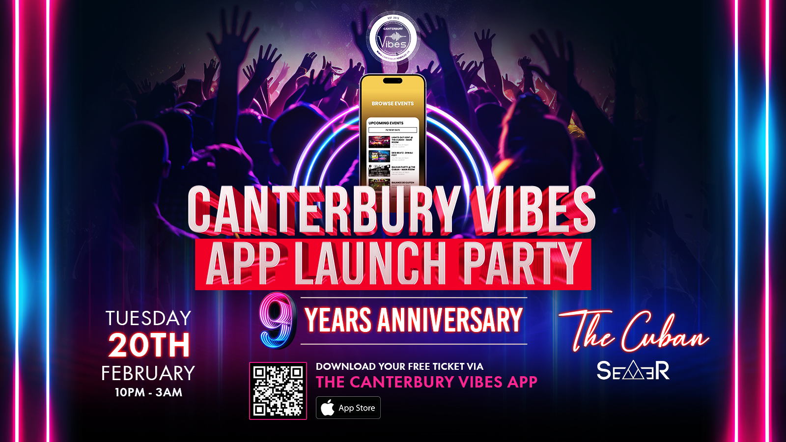 LAUNCH PARTY – CANTERBURY VIBES APP – FREE ENTRY*