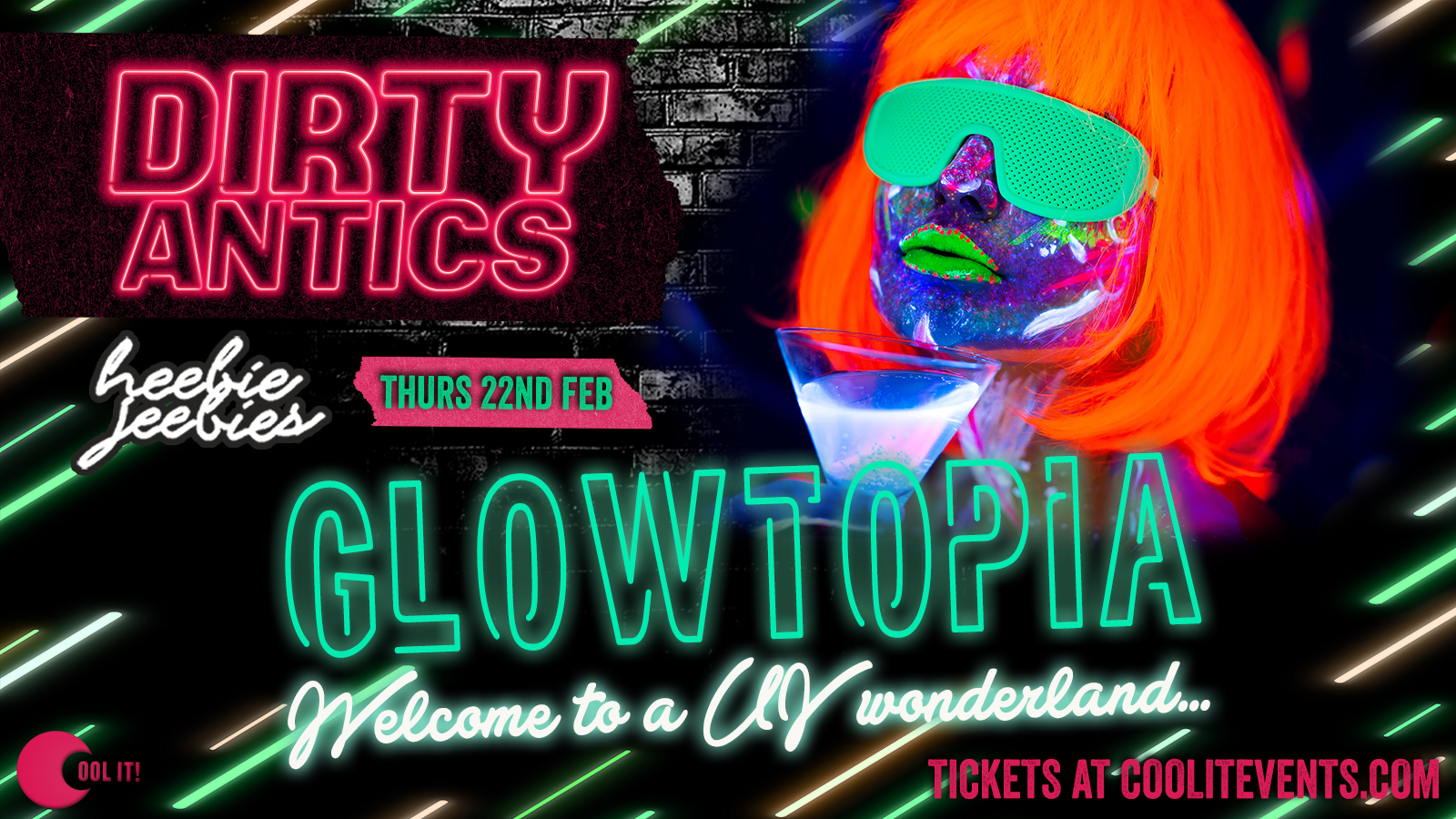 Dirty Antics Thursdays – GLOWTOPIA – £2 DOUBLE VODKA & MIX